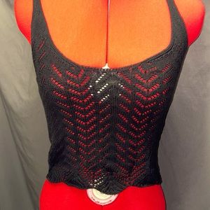 Black crocheted crop top, Sz S